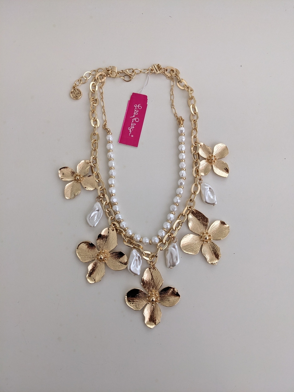 NWT! Lilly Pulitzer Via Flora Necklace In Gold Metallic